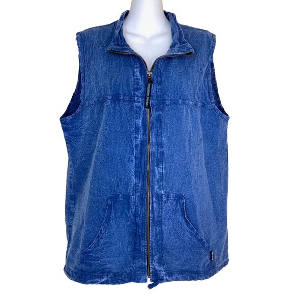 Honey-Komb Cotton Lightweight Vest Vintage Ezze Wear 90s Made in Canada Blue - Picture 1 of 5